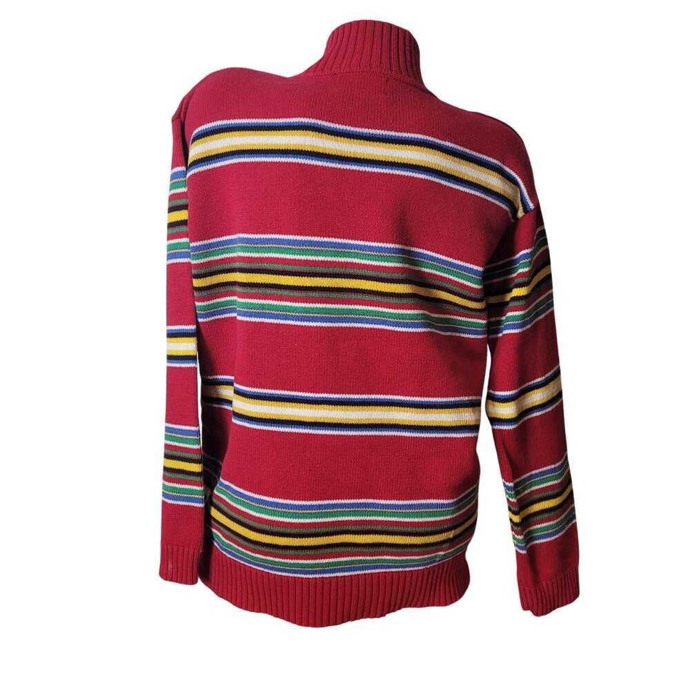 Lauren Ralph Lauren Red Stripe Half-Zip Cotton Pullover Sweater Women's Size M-L - Picture 8 of 9